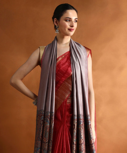 Kanidar- Women's Silken Touch Reversible Paisely Palla Stole (70*195 cm)bSpecial Gifting Box Free