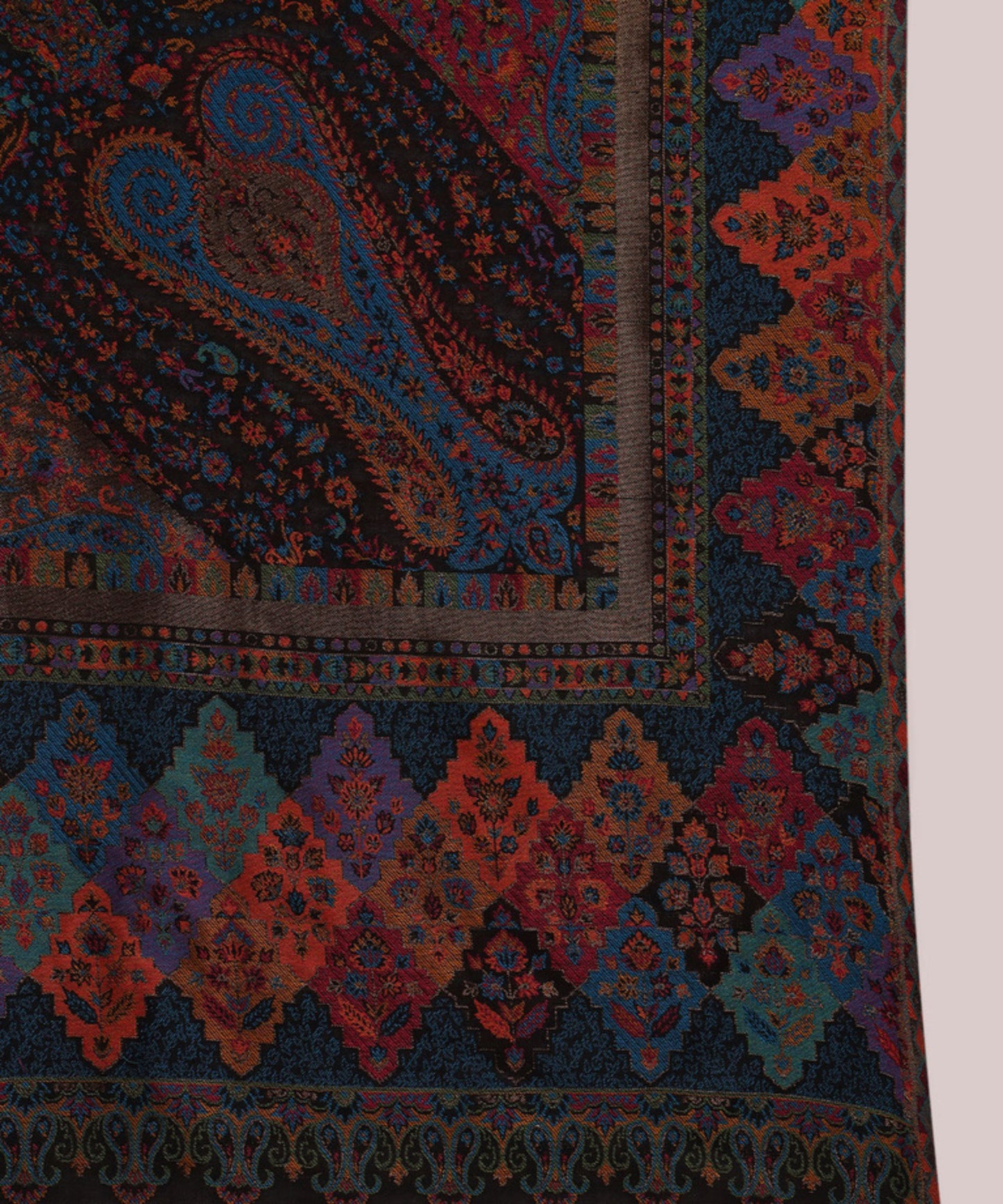 Kanidar- Super Wool Coloured kalamkari Weaving With Zari Thisle Mughal Spread