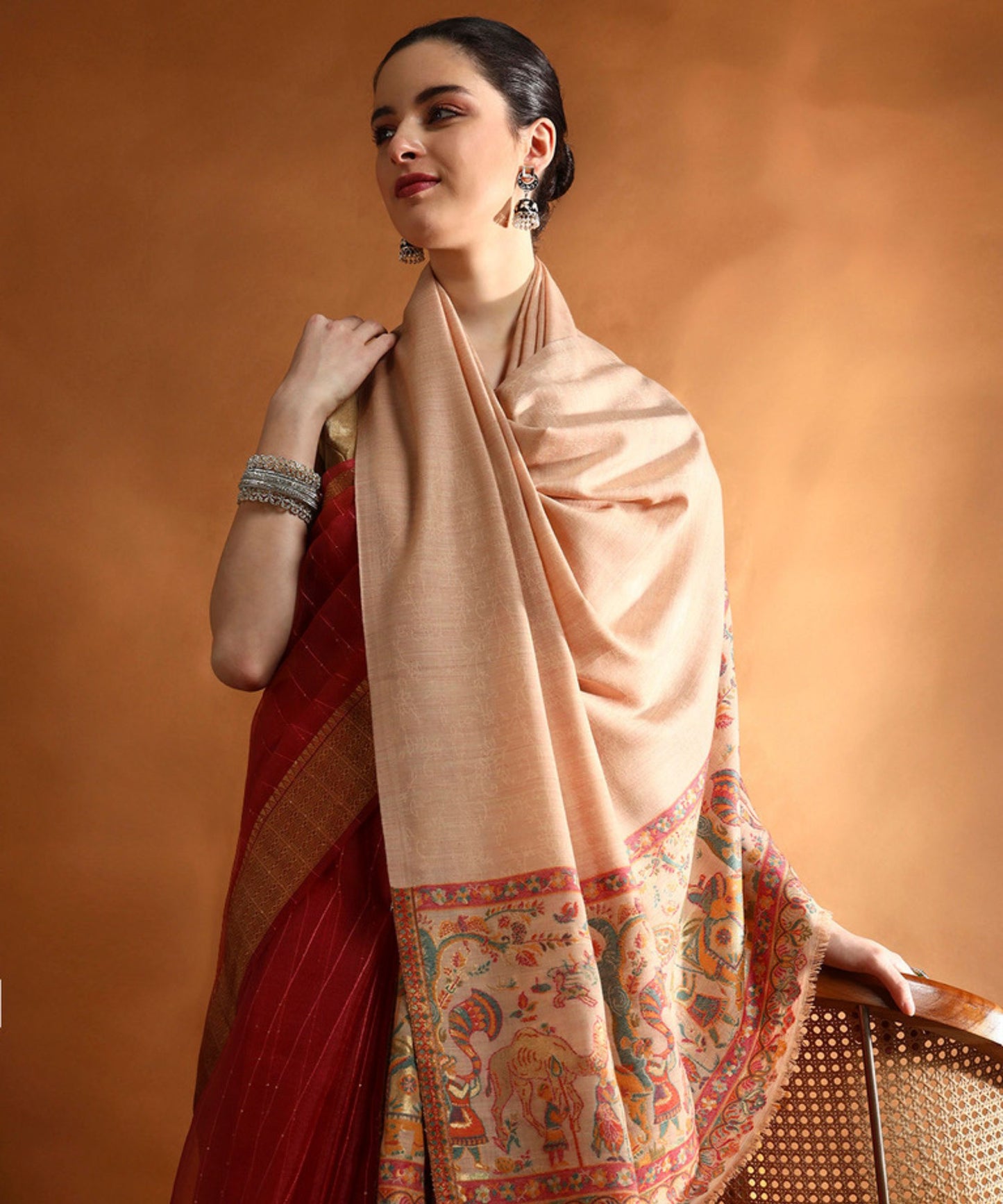 Kanidar- Women's Luxury Wool Maharaj Palla (100*200 cm)