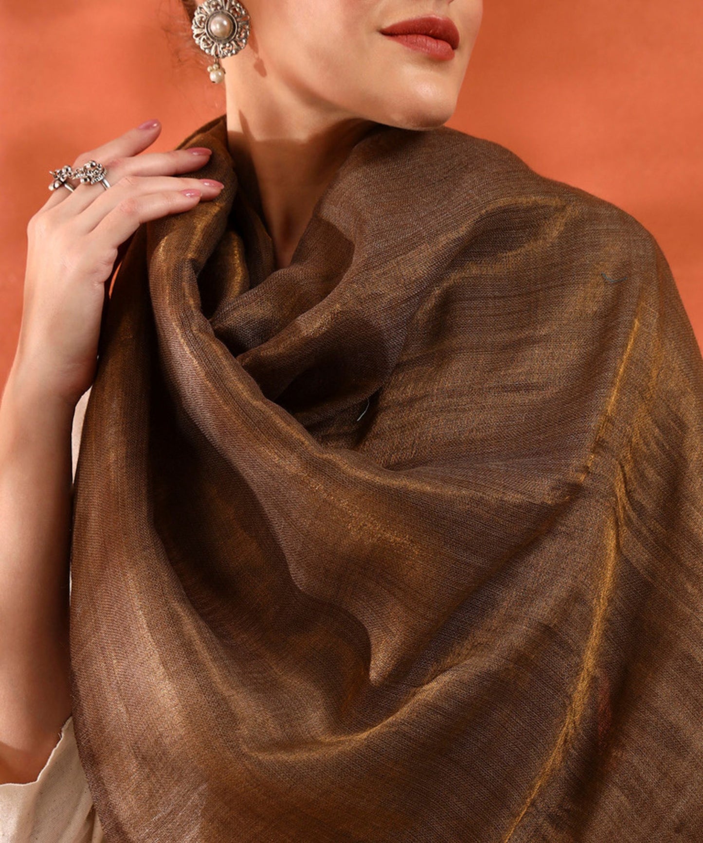 Kanidar- Women's Fine Wool Zari Reversible Moonlight Stole (Add box with additional cost)