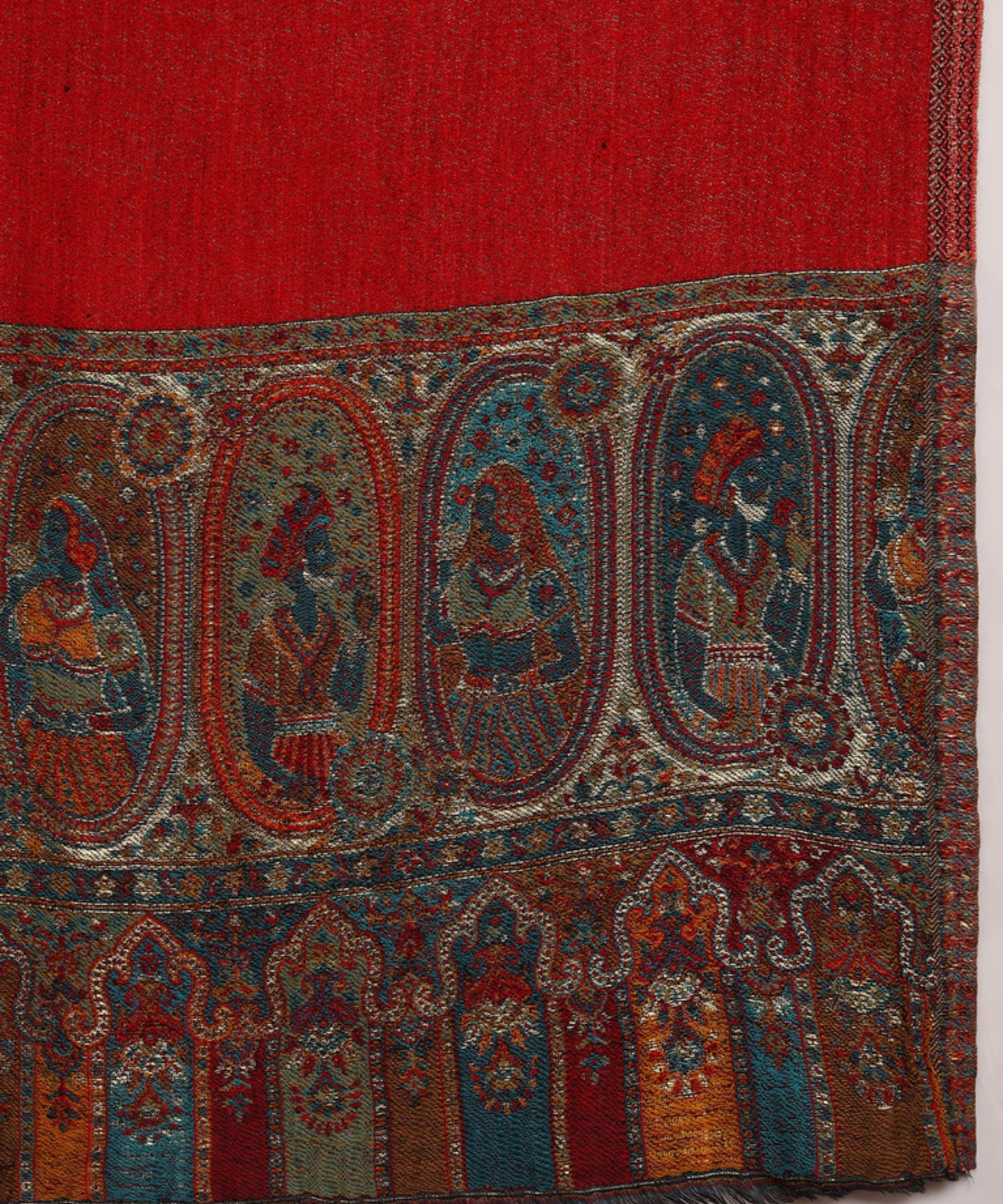 Kanidar- Rversible Mughal Palla Stole With one Side Shimmer and One side Wool