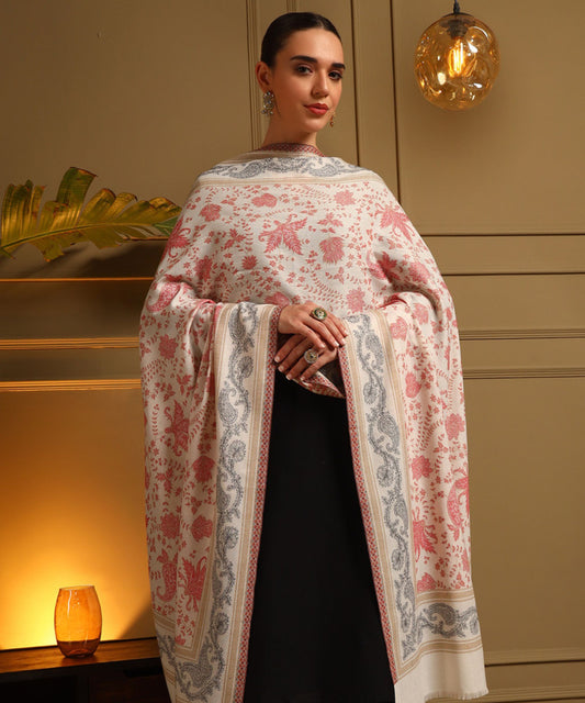 Kanidar- Kalamkari Weave Border With Contrast All Over Paisely Flower Jall