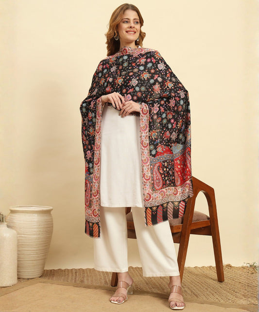 Kanidar- Floral Kashmiri Print Stole