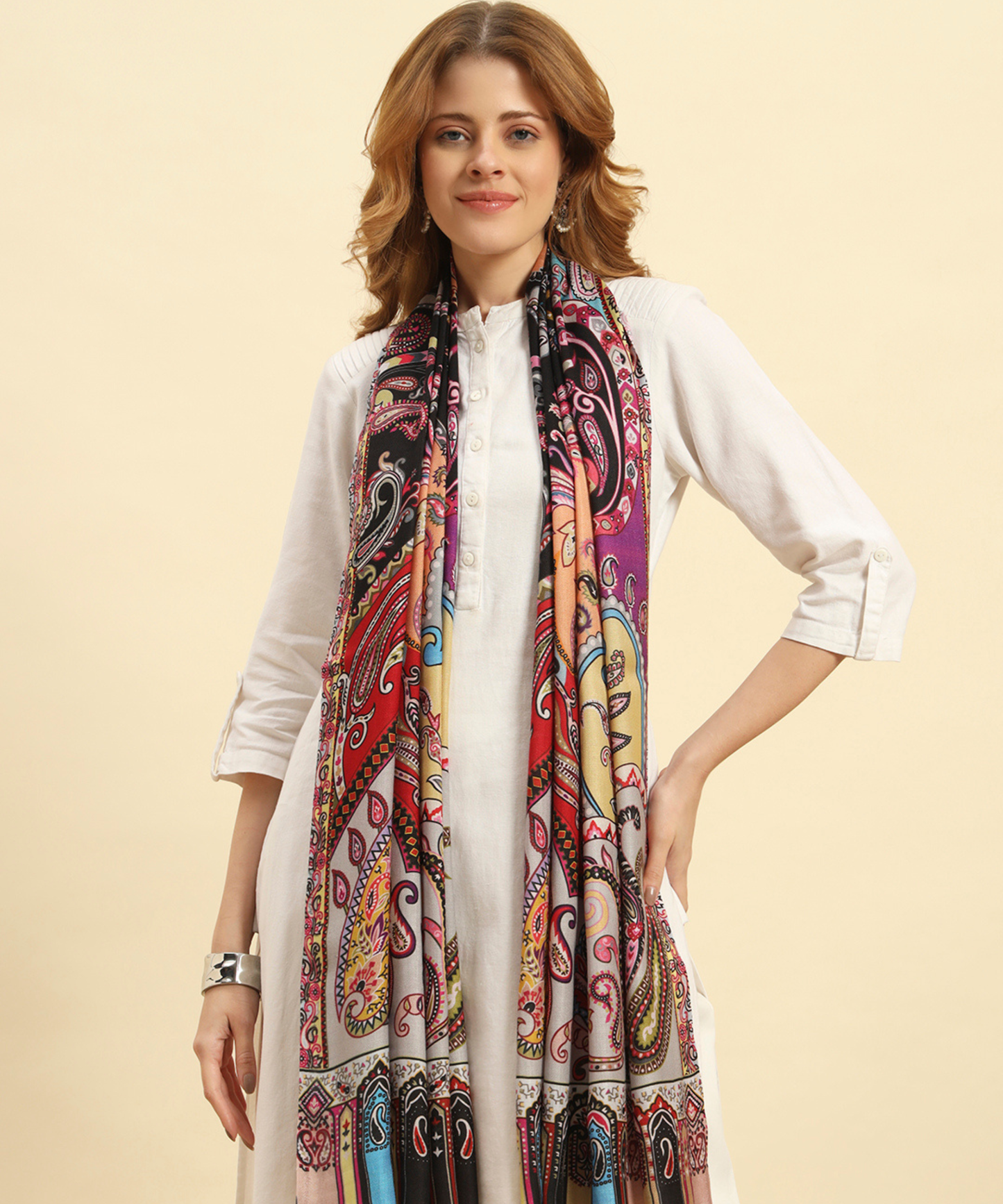 Kanidar- Any Time Classical, Paisely Multi Colour Stole