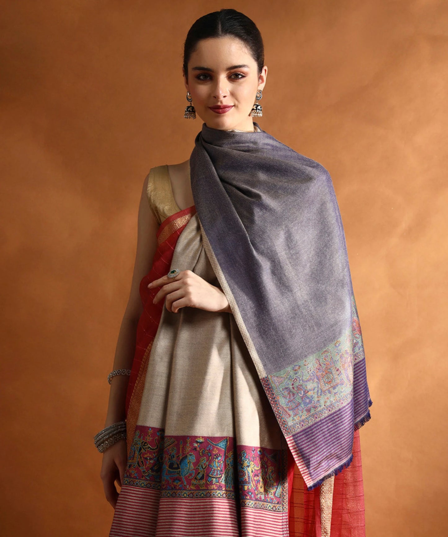 Kanidar- Women's  Silken Barat Palla Stole With super Soft Feel (70*195 cm) Special Gifting Box Free