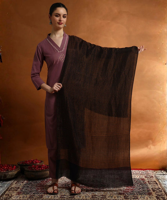 Kanidar- Women's Fine Wool Ethnic Zari Stripes|A Superior Wrap Free Special Box