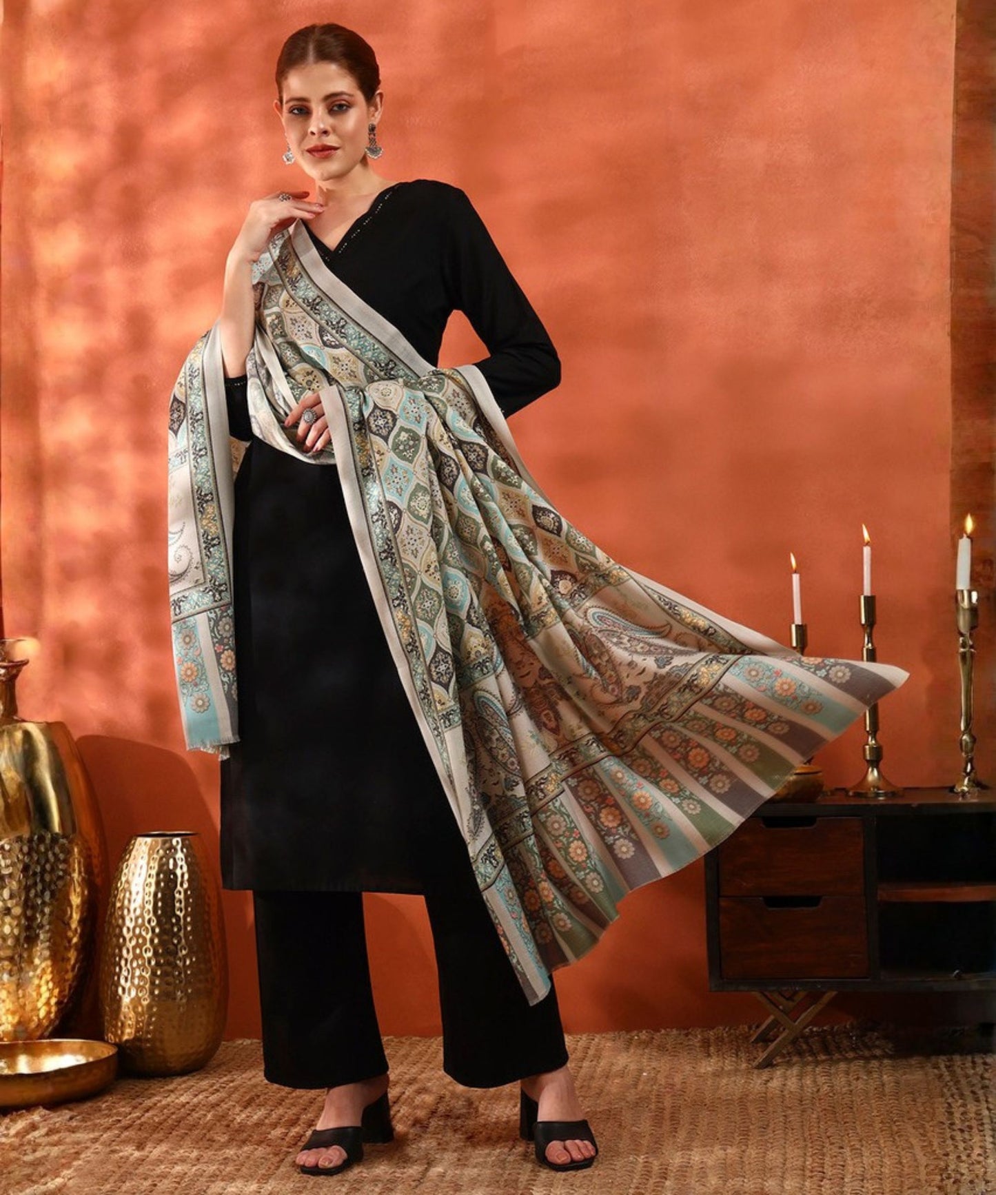 Kanidar- Women's  Riwaayat  All Over Gulfam Print Jall