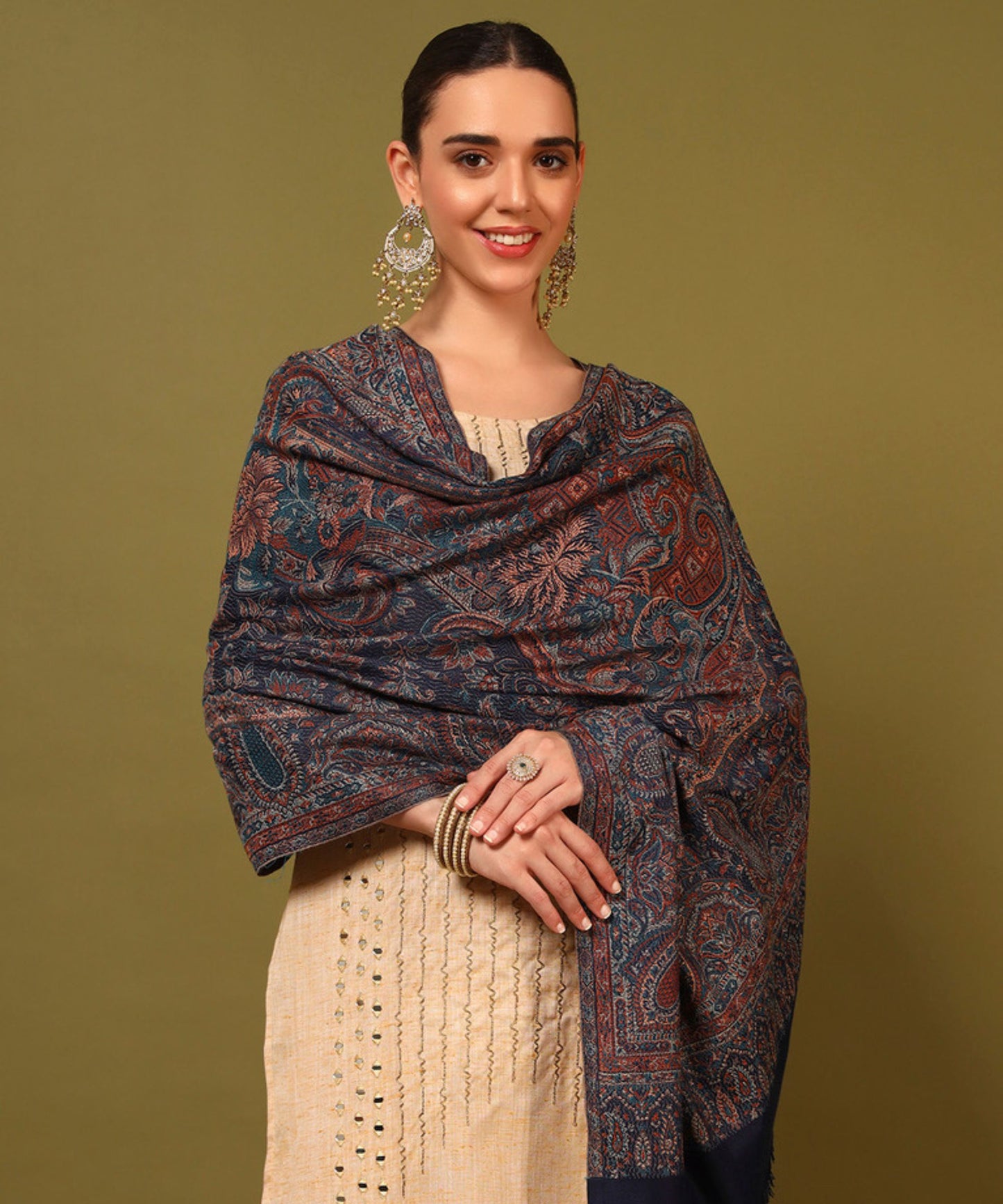 Kanidar- Women's Super Fine, Jacquard Faux Pashmina