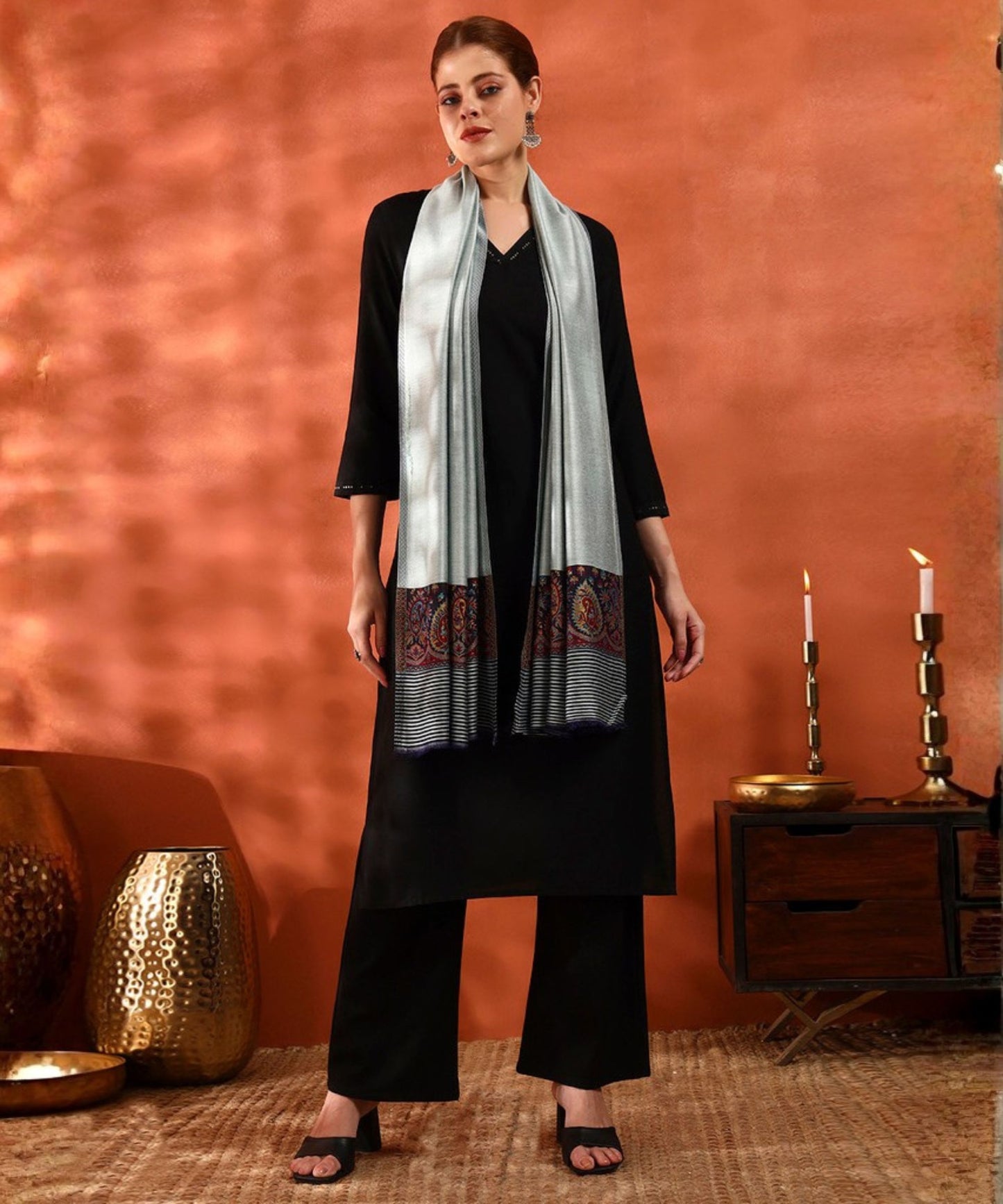 Kanidar- Women Silken Super Soft Reversible Palla Stole Special Gifting Box Free