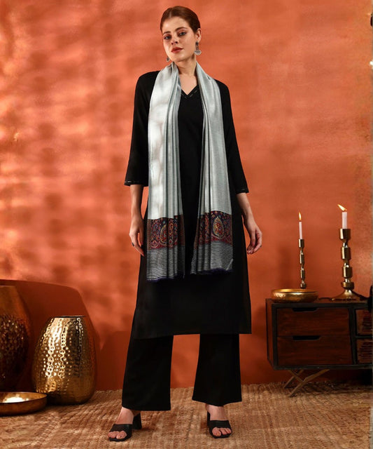 Kanidar- Women Silken Super Soft Reversible Palla Stole Special Gifting Box Free