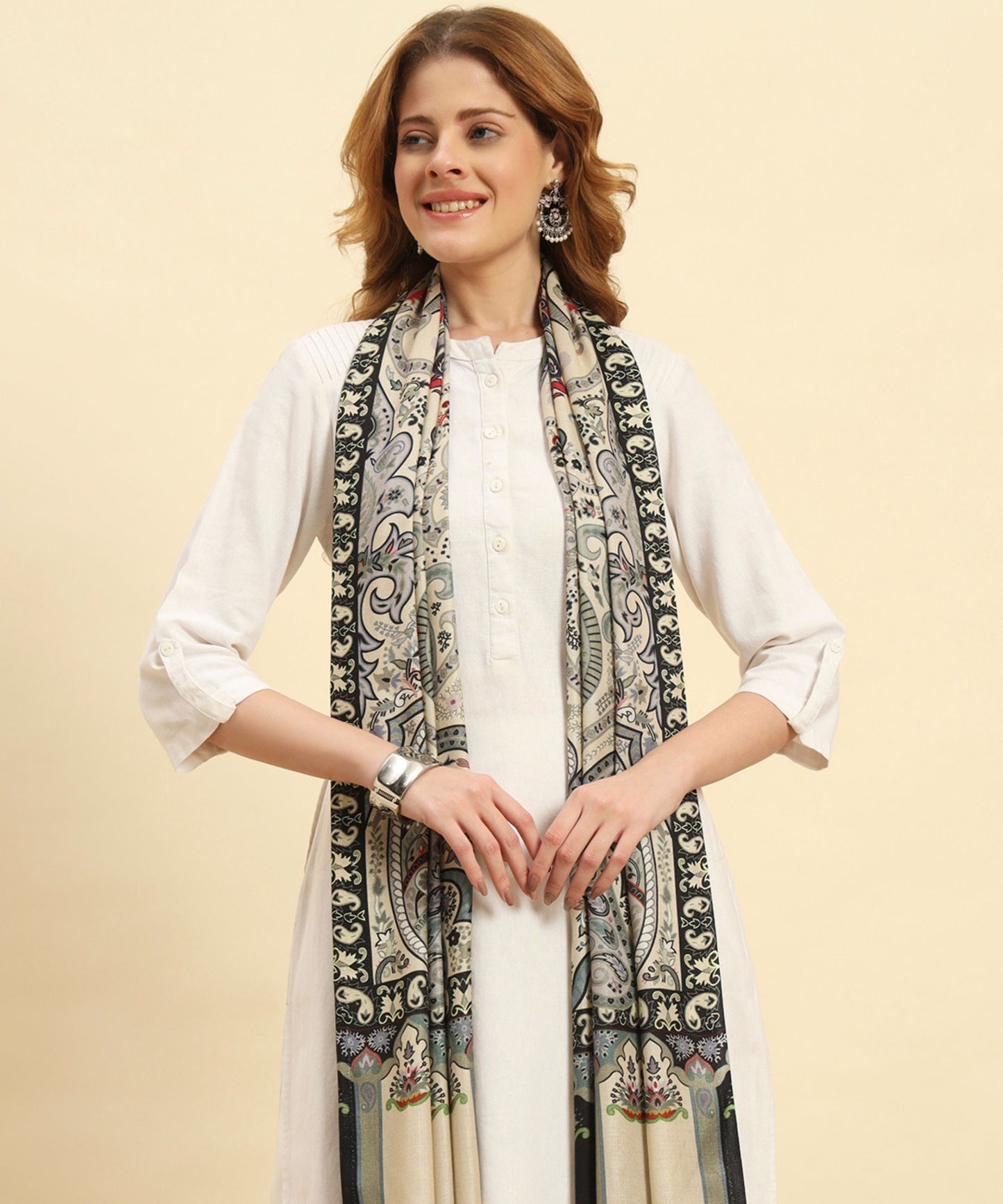 Kanidar- Soothing Beige and Grey Antique Cape