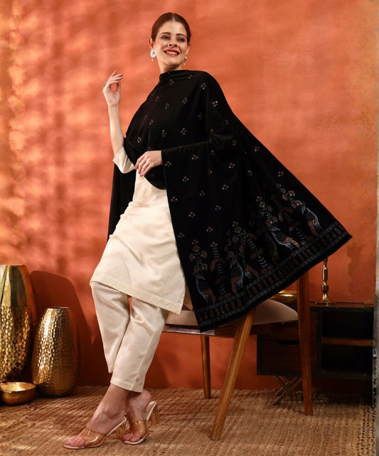 Kanidar- Women's Velvet Peacock Elegant Party Wear Stole