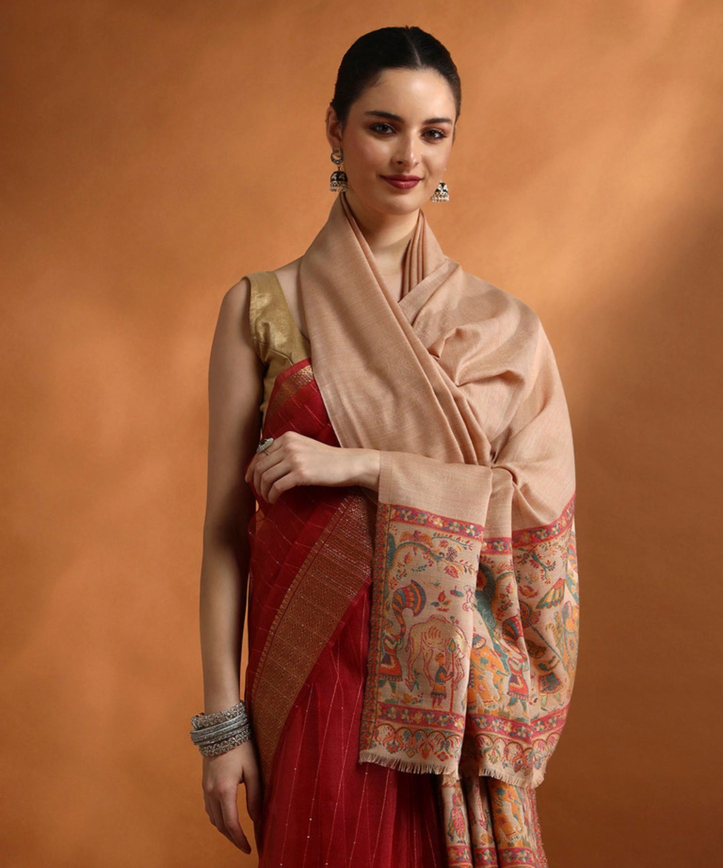 Kanidar- Women's Luxury Wool Maharaj Palla  (100*200 cm)