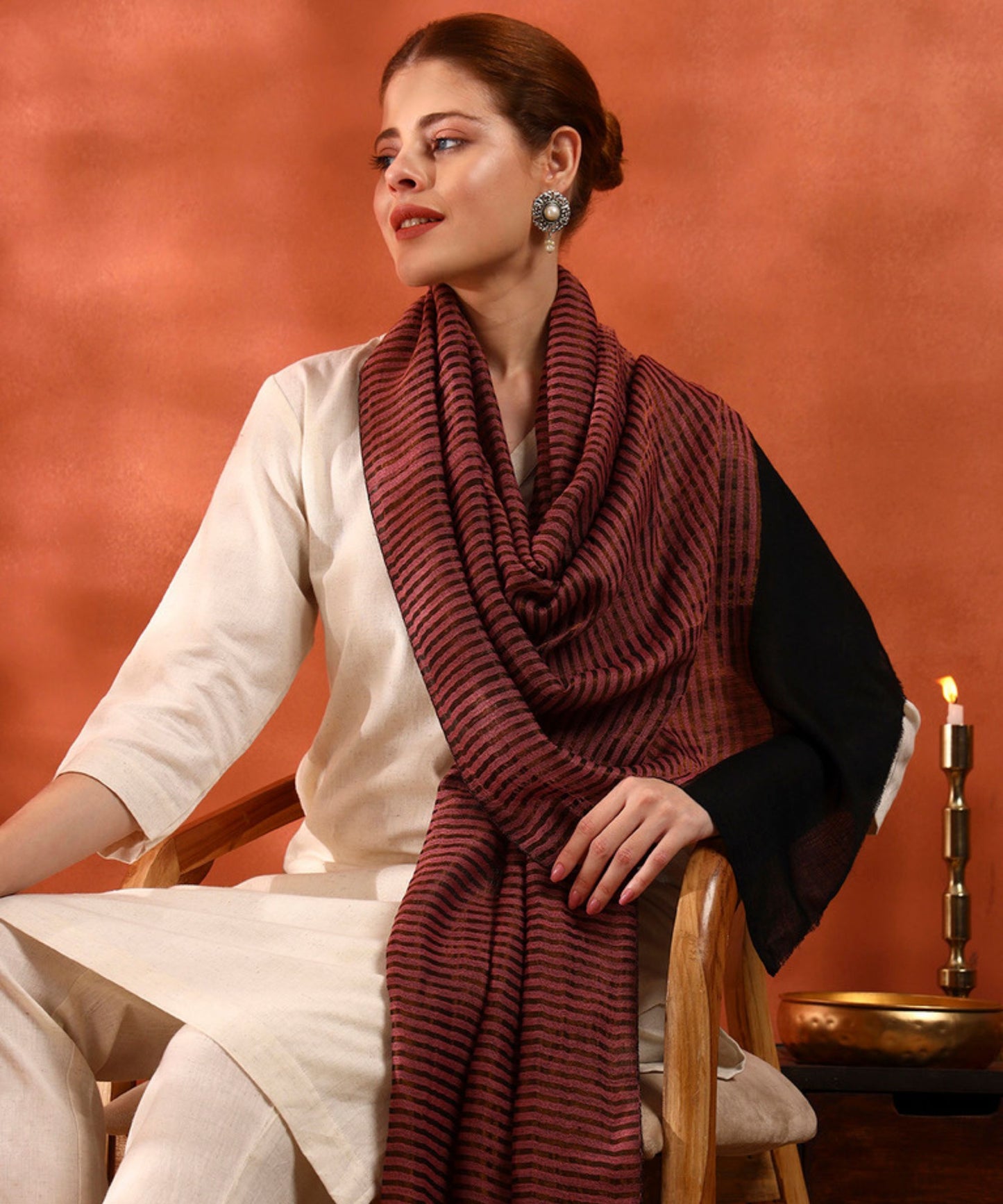 Kanidar- Women's Fine Wool Ethnic Zari Stripes|A Superior Wrap Free Special Box