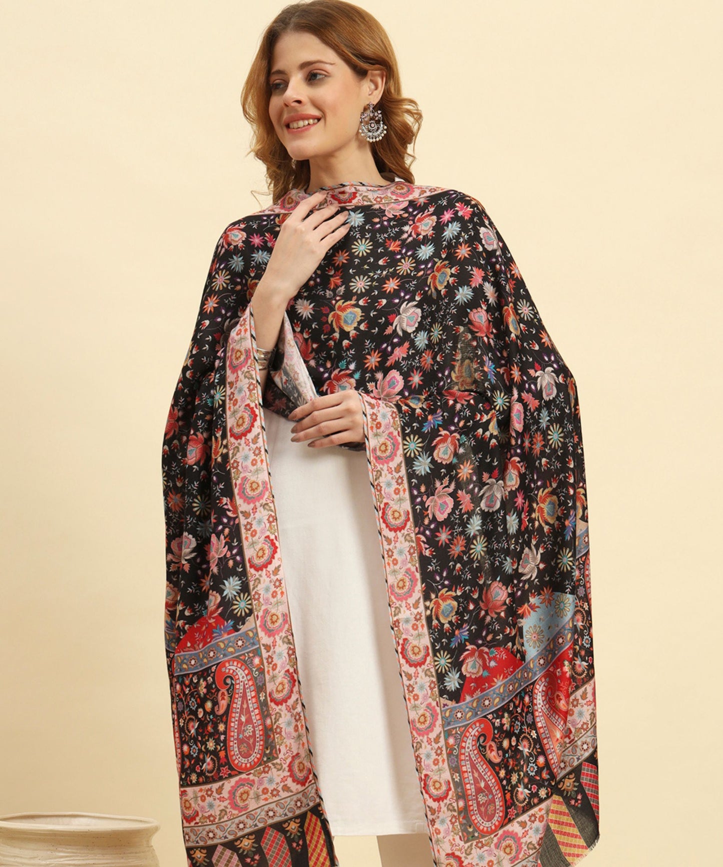 Kanidar- Floral Kashmiri Print Stole