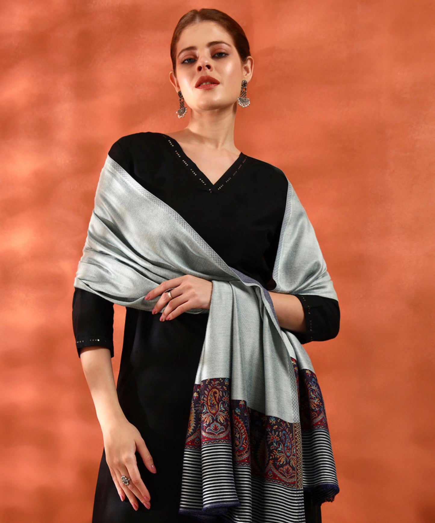 Kanidar- Women Silken Super Soft Reversible Palla Stole Special Gifting Box Free