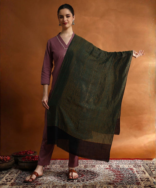 Kanidar- Women's Fine Wool Ethnic Zari Stripes|A Superior Wrap Free Special Box