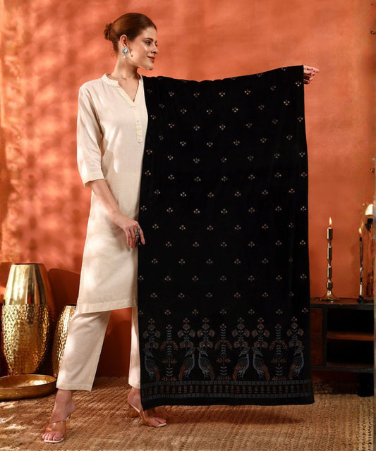 Kanidar- Women's Velvet Peacock Elegant Party Wear Stole