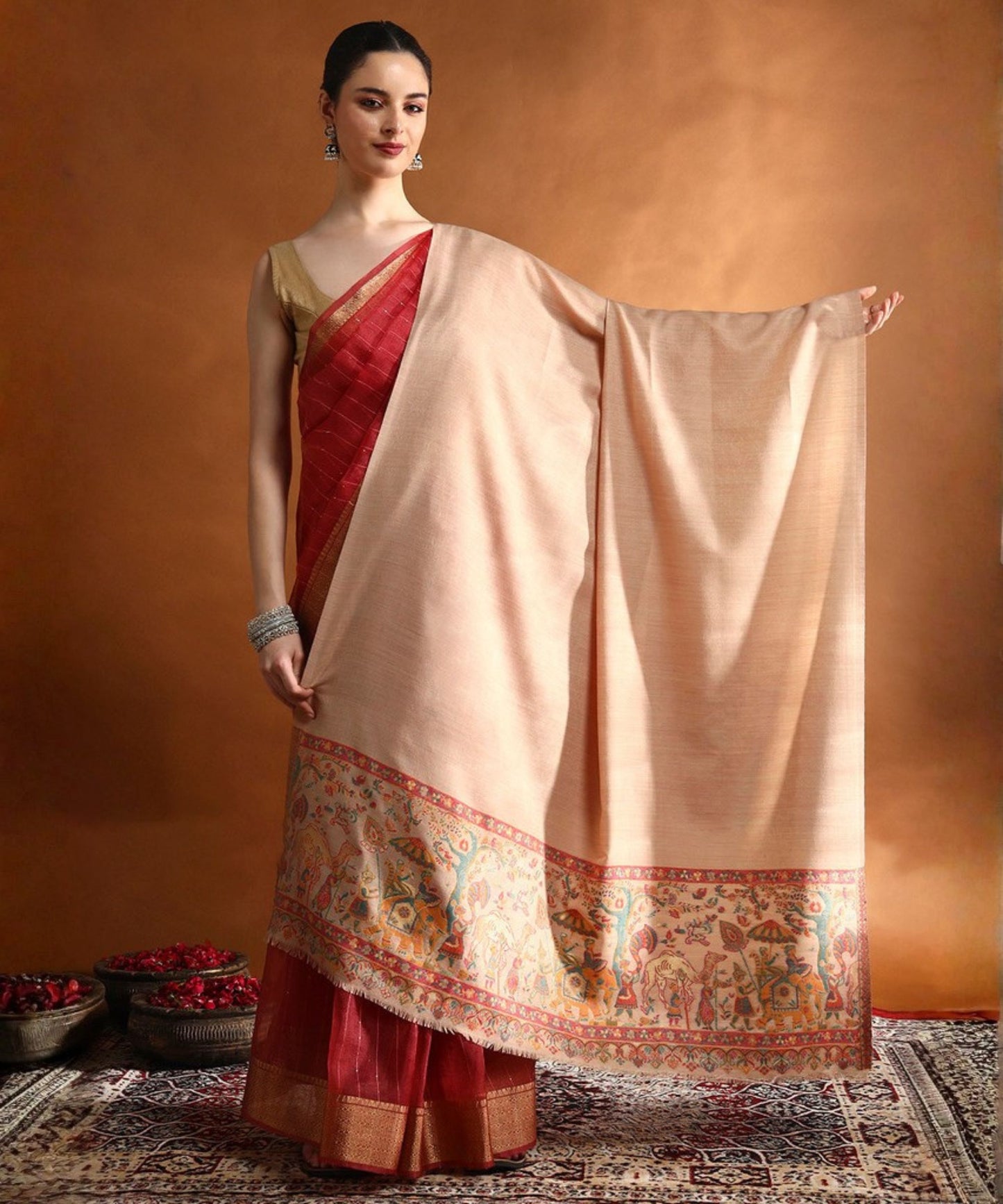 Kanidar- Women's Luxury Wool Maharaj Palla  (100*200 cm)