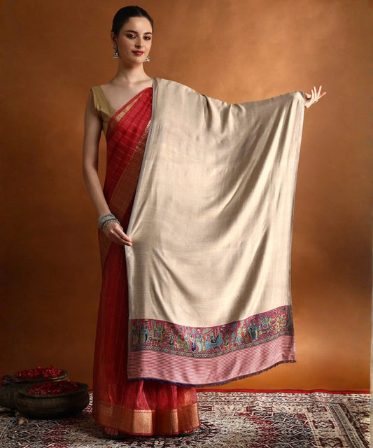 Kanidar- Women's  Silken Barat Palla Stole With super Soft Feel (70*195 cm) Special Gifting Box Free