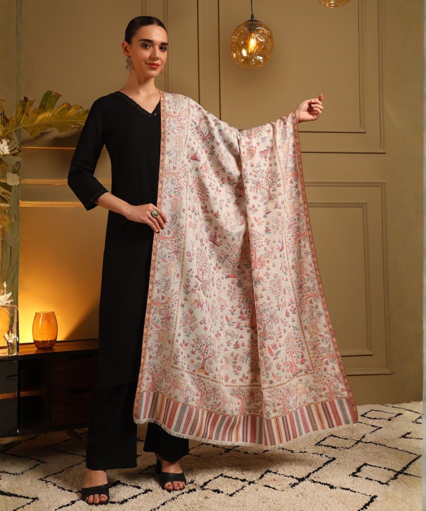 Kanidar- Women's Elegant Jungle Theme jall With Super Combination of Multi Pastels