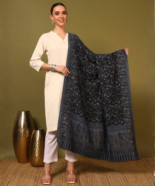 Kanidar- Women's Antique Jamawar Shawl| Glorious Combinations of Prussian Blues