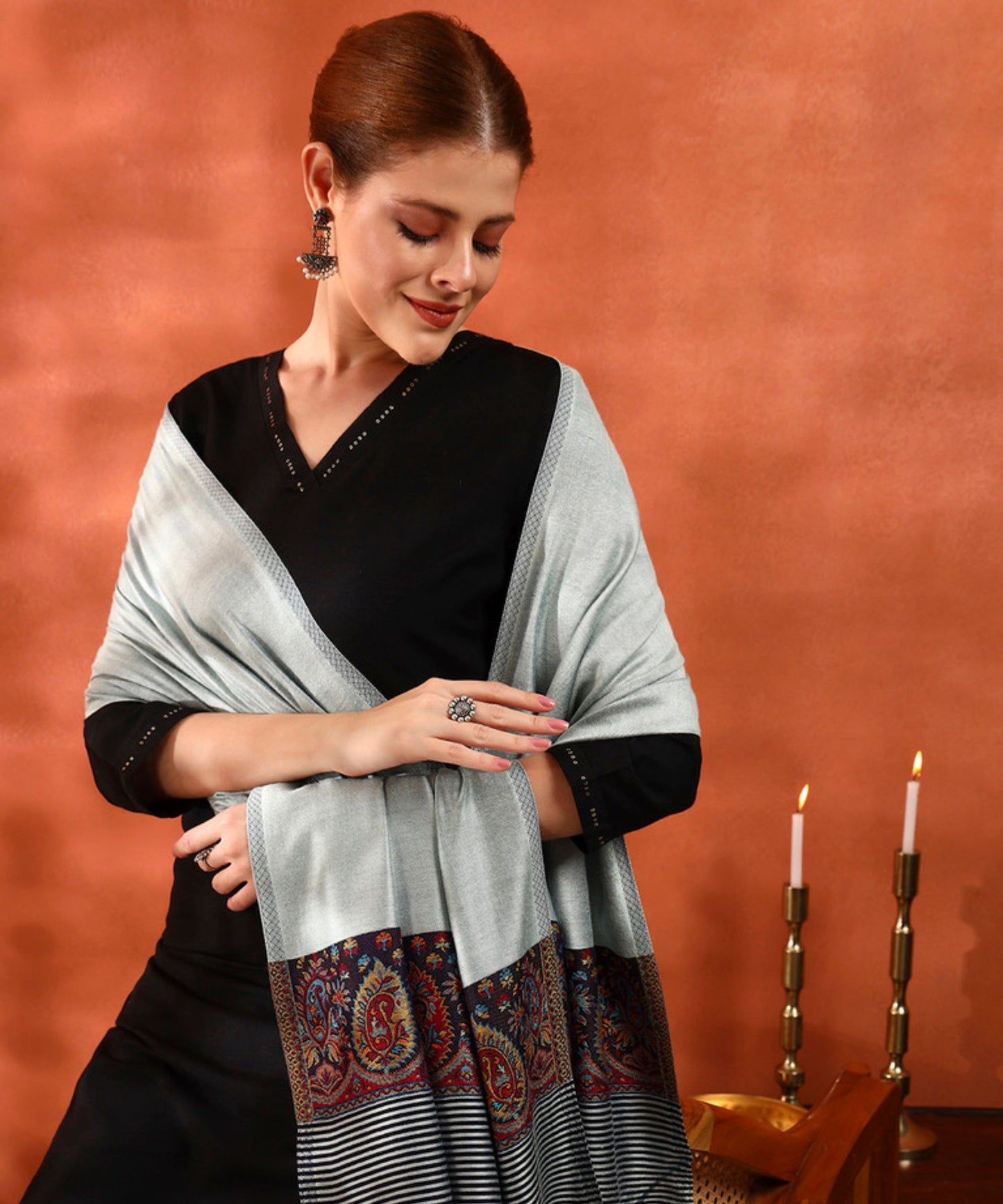 Kanidar- Women Silken Super Soft Reversible Palla Stole Special Gifting Box Free