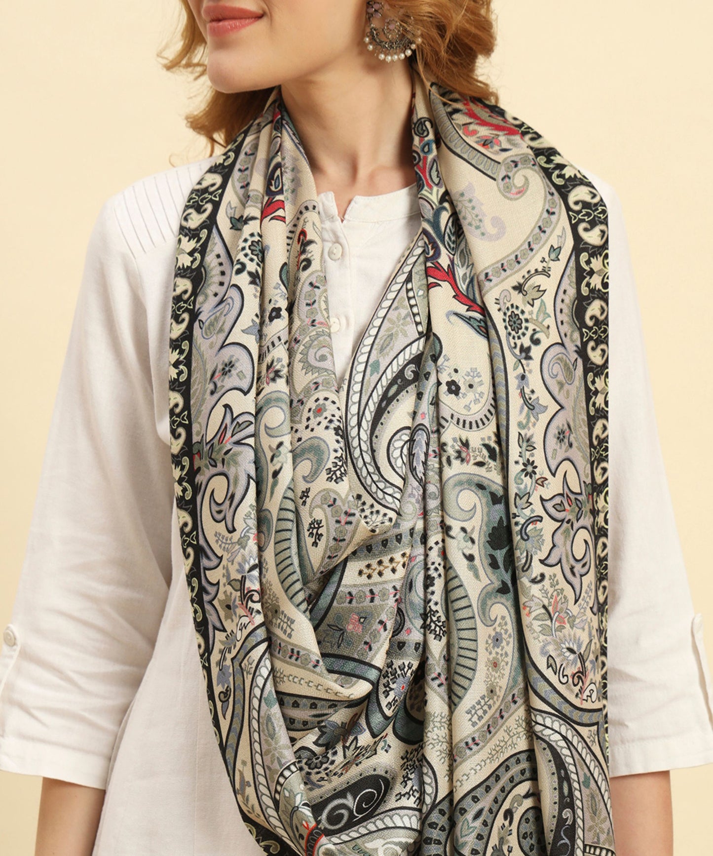 Kanidar- Soothing Beige and Grey Antique Cape