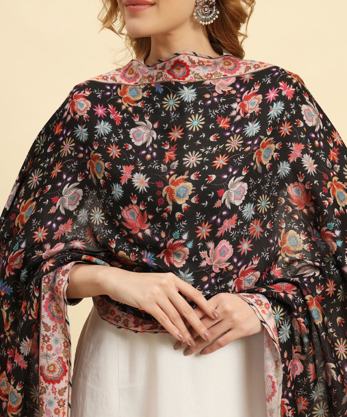 Kanidar- Floral Kashmiri Print Stole