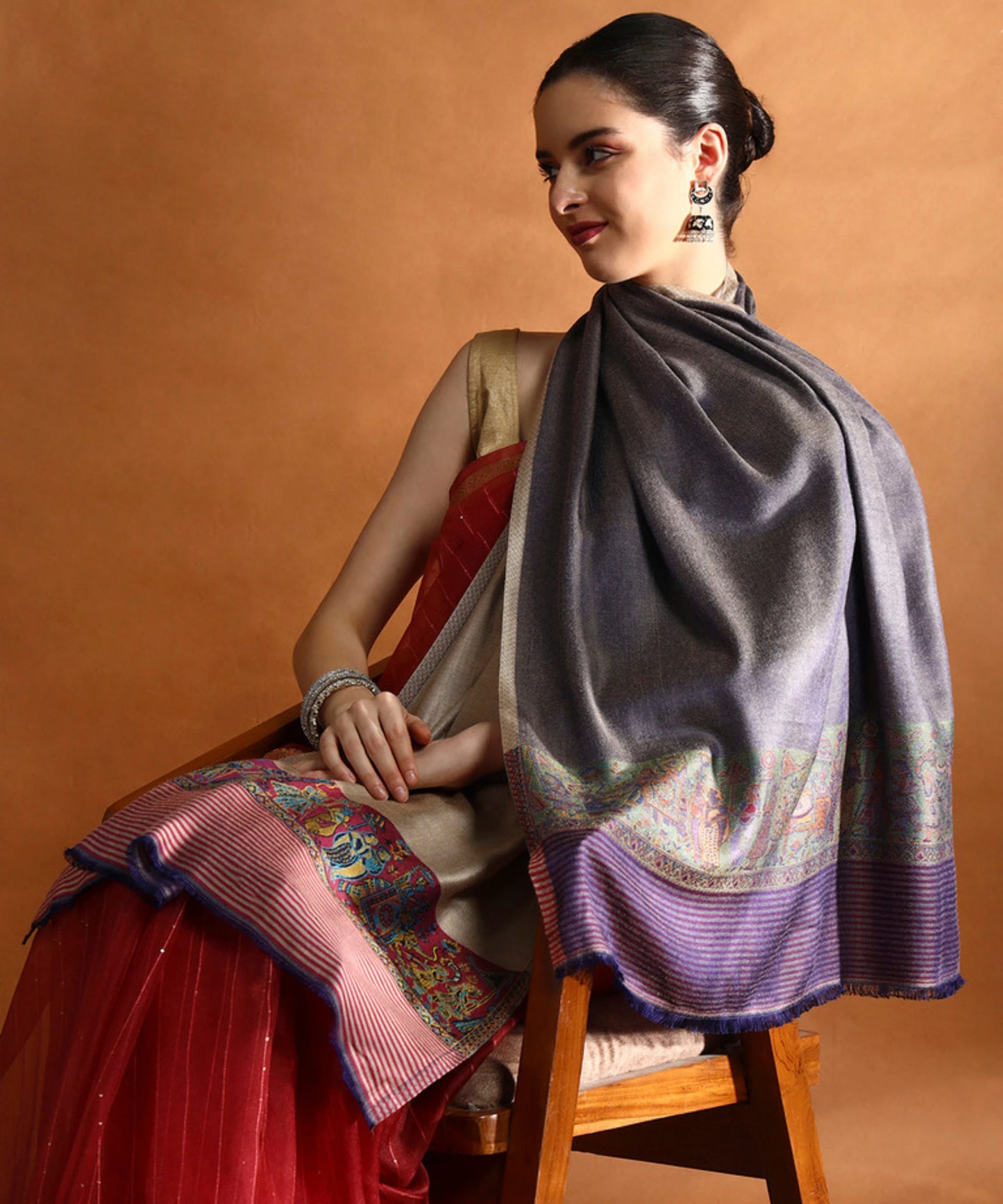 Kanidar- Women's  Silken Barat Palla Stole With super Soft Feel (70*195 cm) Special Gifting Box Free