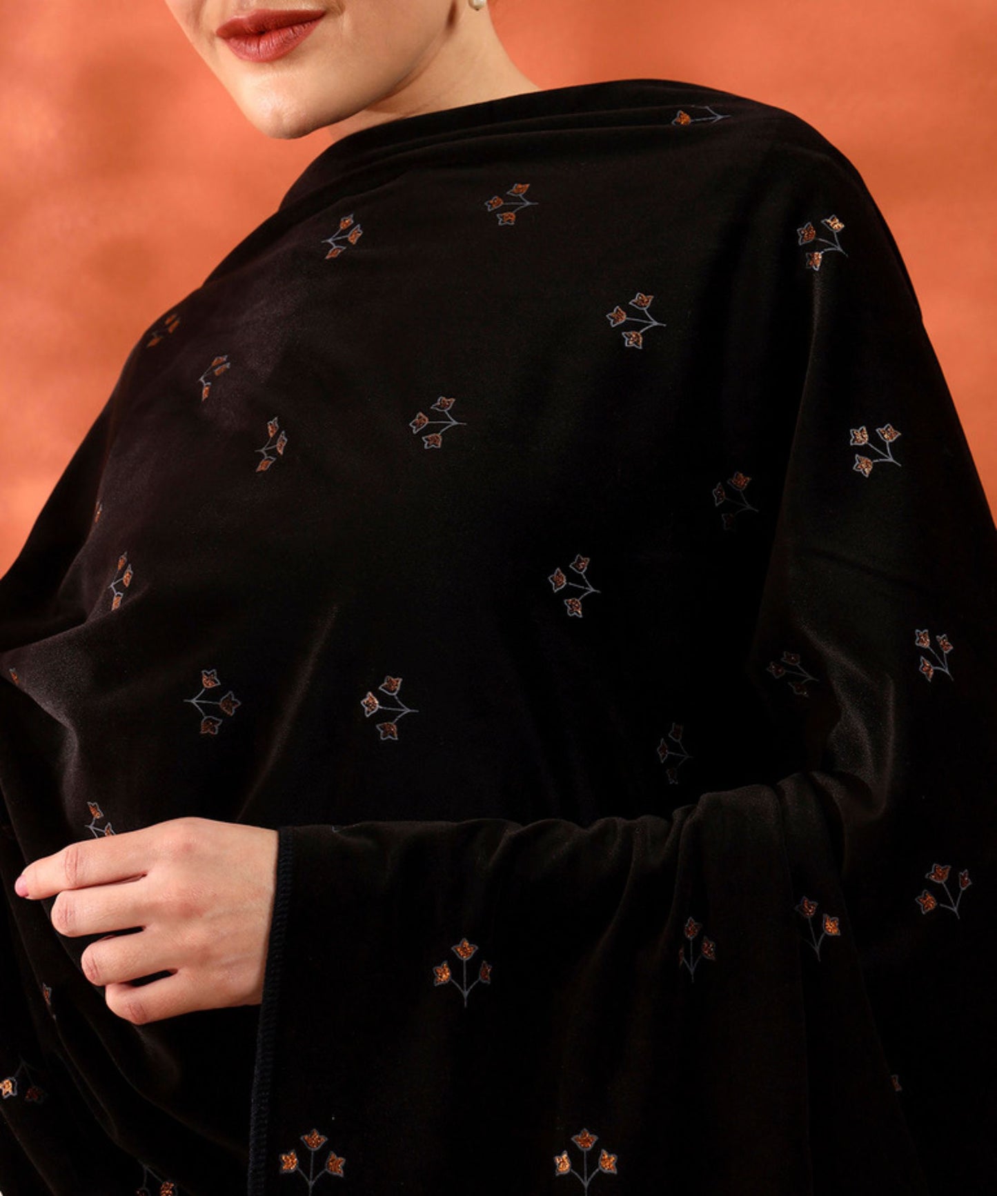 Kanidar- Women's Velvet Peacock Elegant Party Wear Stole