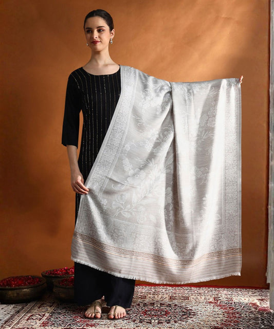 Kanidar - Women's Fine Wool Blend, Tonal Self jall  (Size: 100*200 cm)