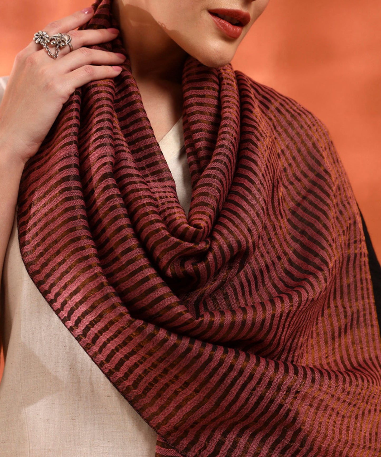 Kanidar- Women's Fine Wool Ethnic Zari Stripes|A Superior Wrap Free Special Box