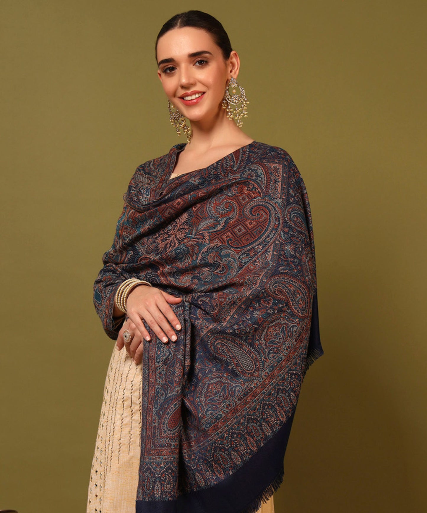 Kanidar- Women's Super Fine, Jacquard Faux Pashmina