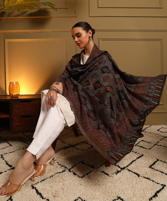 Kanidar- Super wool Kashmiri Kani Badami All Over Jamawar