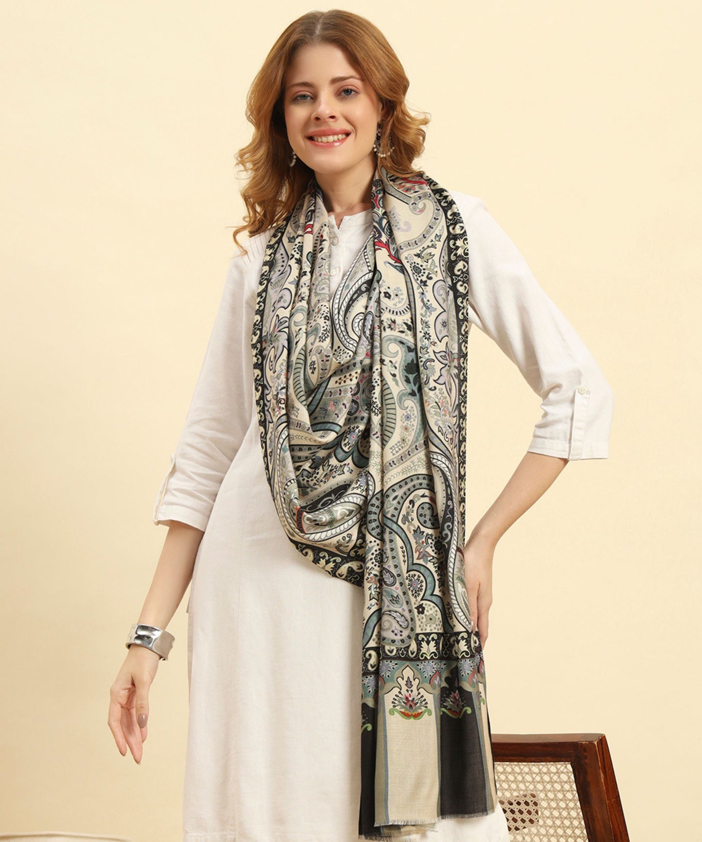 Kanidar- Soothing Beige and Grey Antique Cape