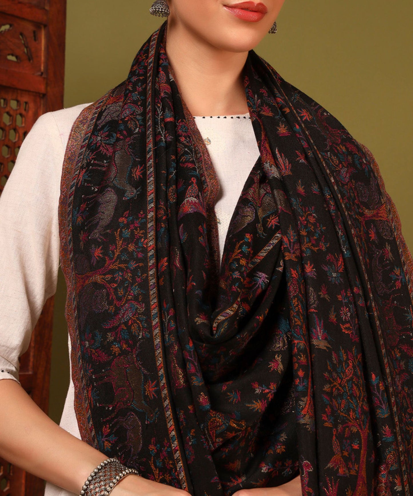 Kanidar- Women's Elegant Jungle Theme jall With Super Combination of Multi Pastels