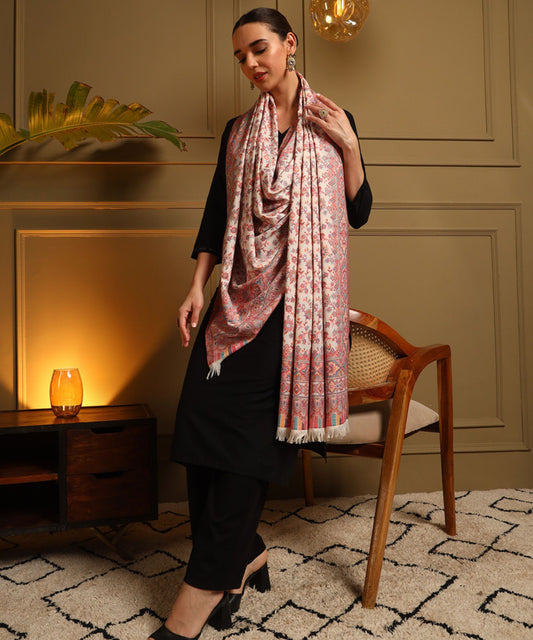 Kanidar- Women's Kashmiri Kani Sangeen Multi Flower Jama