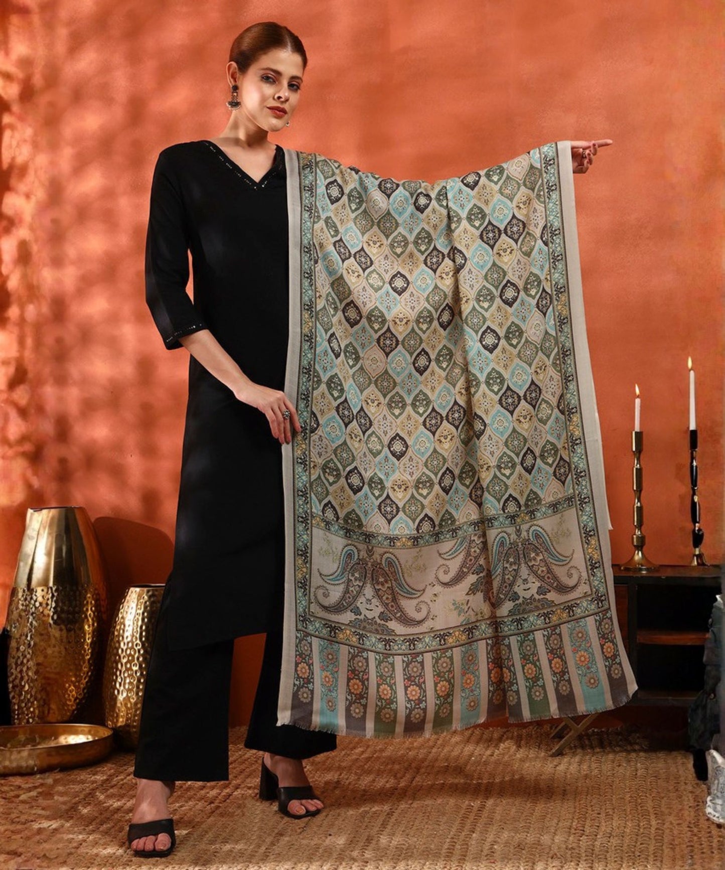 Kanidar- Women's  Riwaayat  All Over Gulfam Print Jall