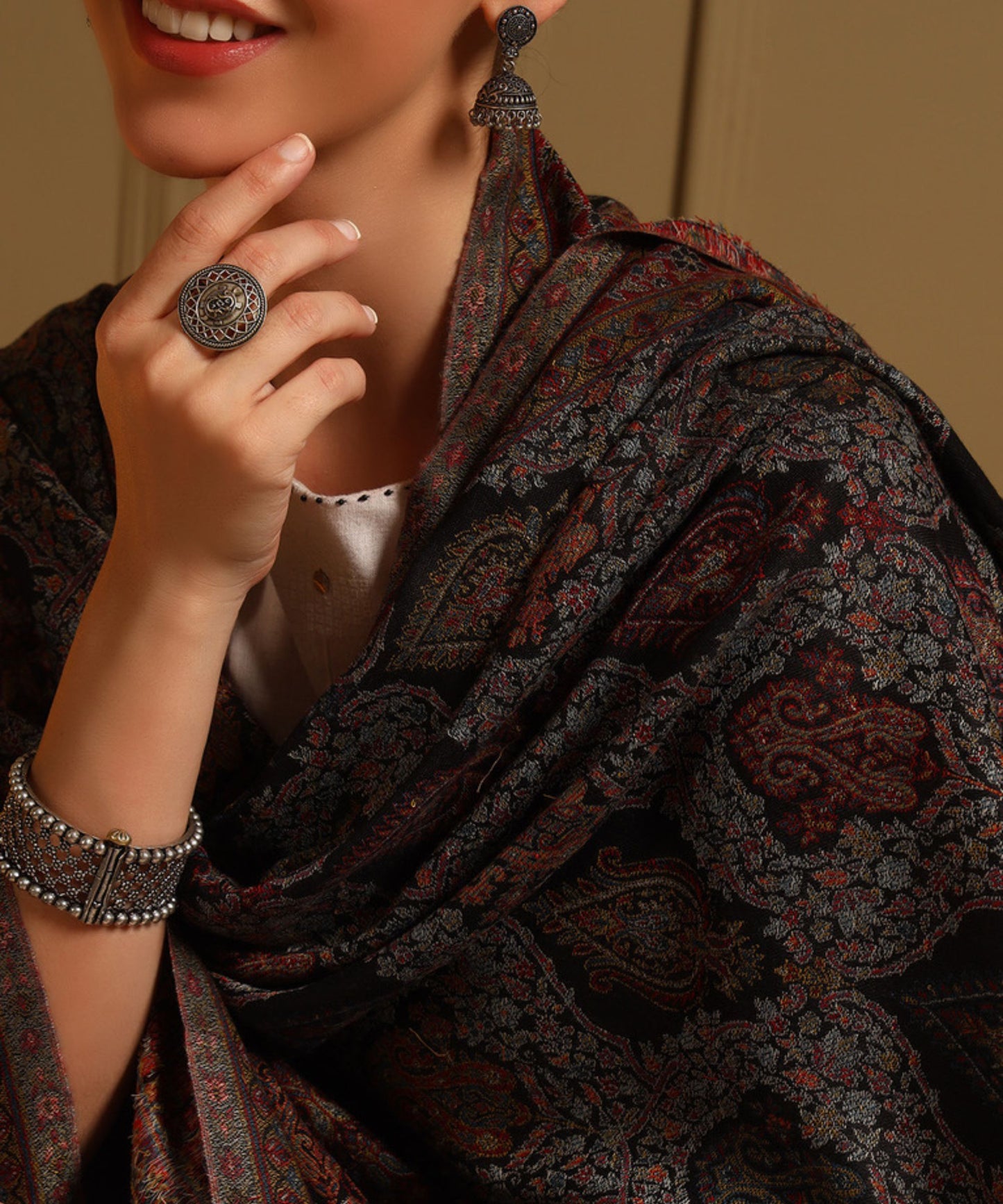 Kanidar- Super wool Kashmiri Kani Badami All Over Jamawar