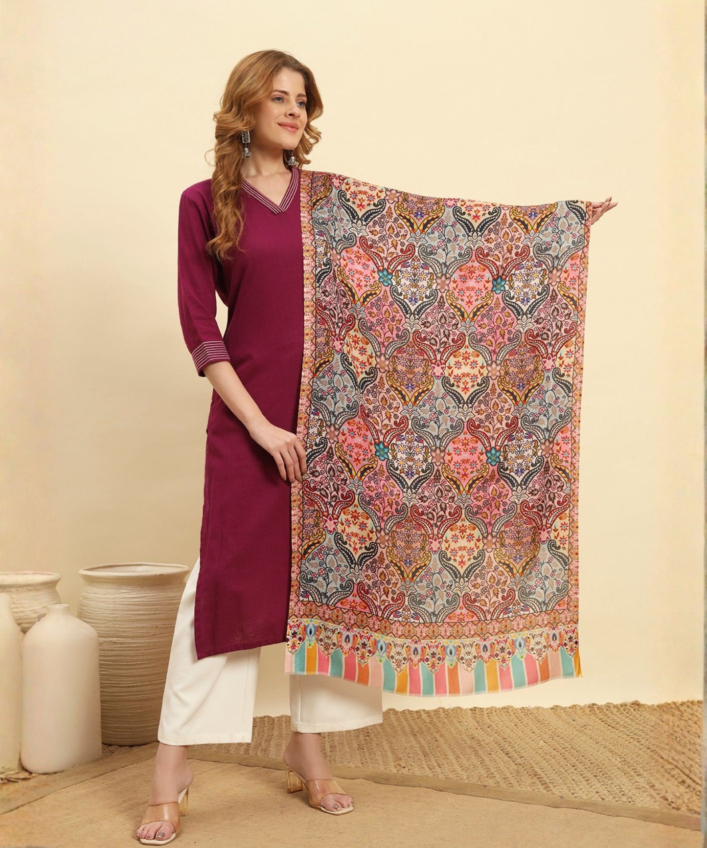 Kanidar- Kashmiri Multi Buty Party Wear Stole