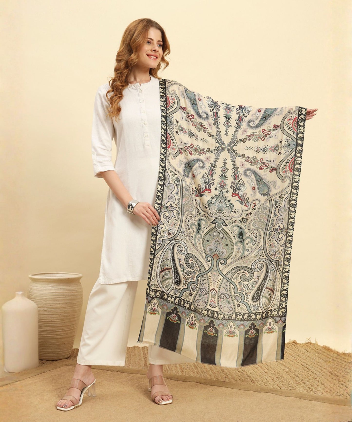 Kanidar- Soothing Beige and Grey Antique Cape