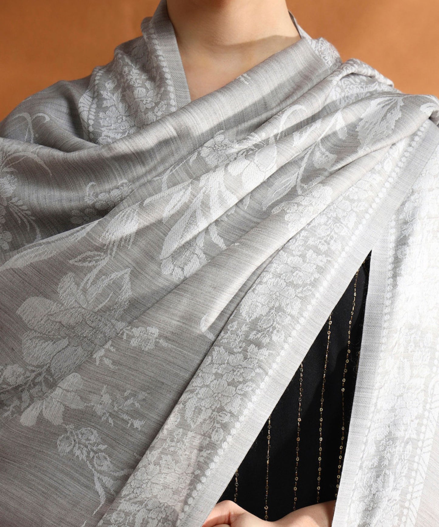 Kanidar - Women's Fine Wool Blend, Tonal Self jall  (Size: 100*200 cm)