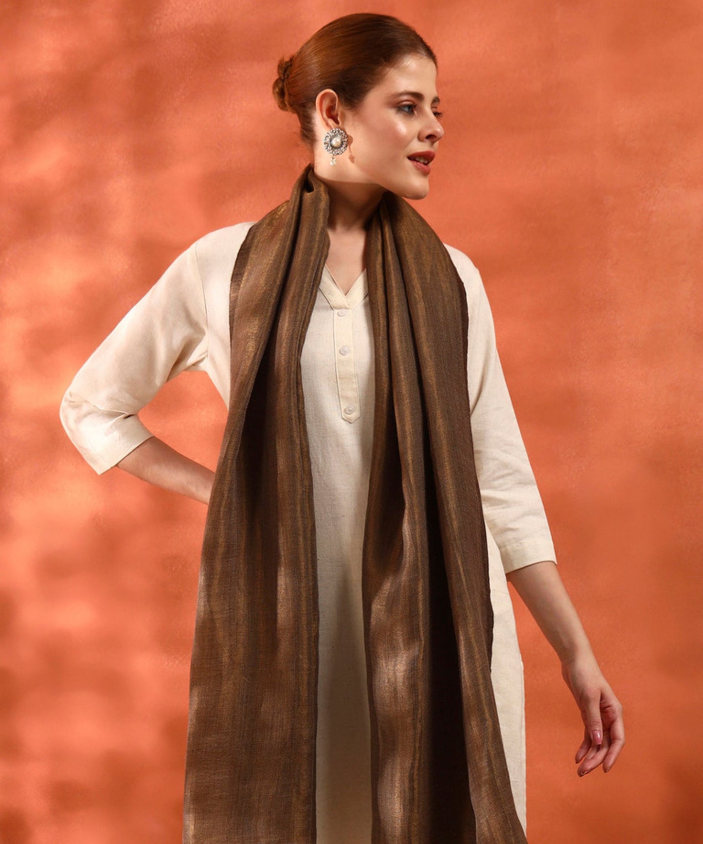 Kanidar- Women's Fine Wool Zari Reversible Moonlight Stole (Add box with additional cost)