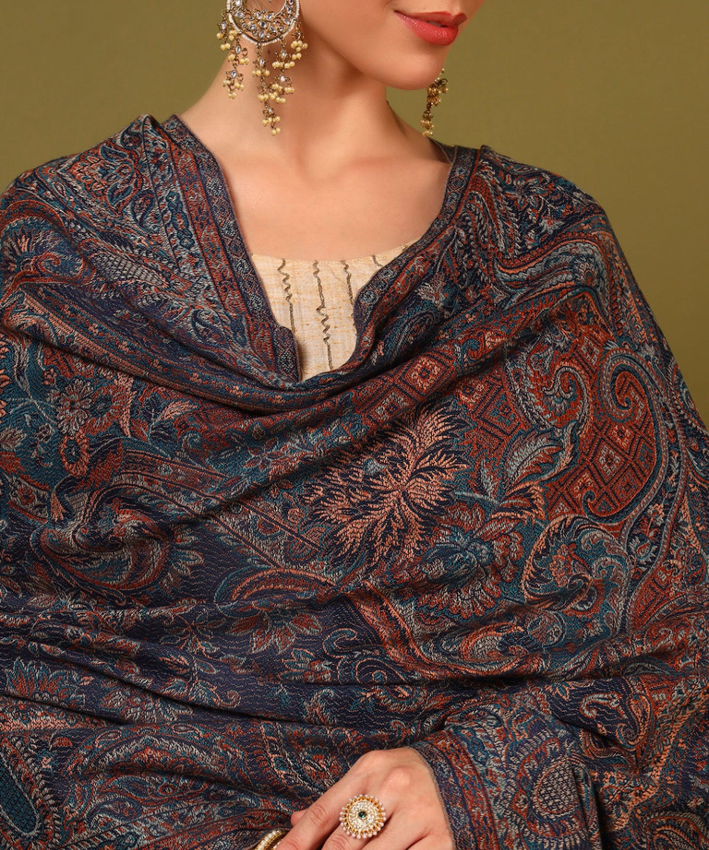 Kanidar- Women's Super Fine, Jacquard Faux Pashmina