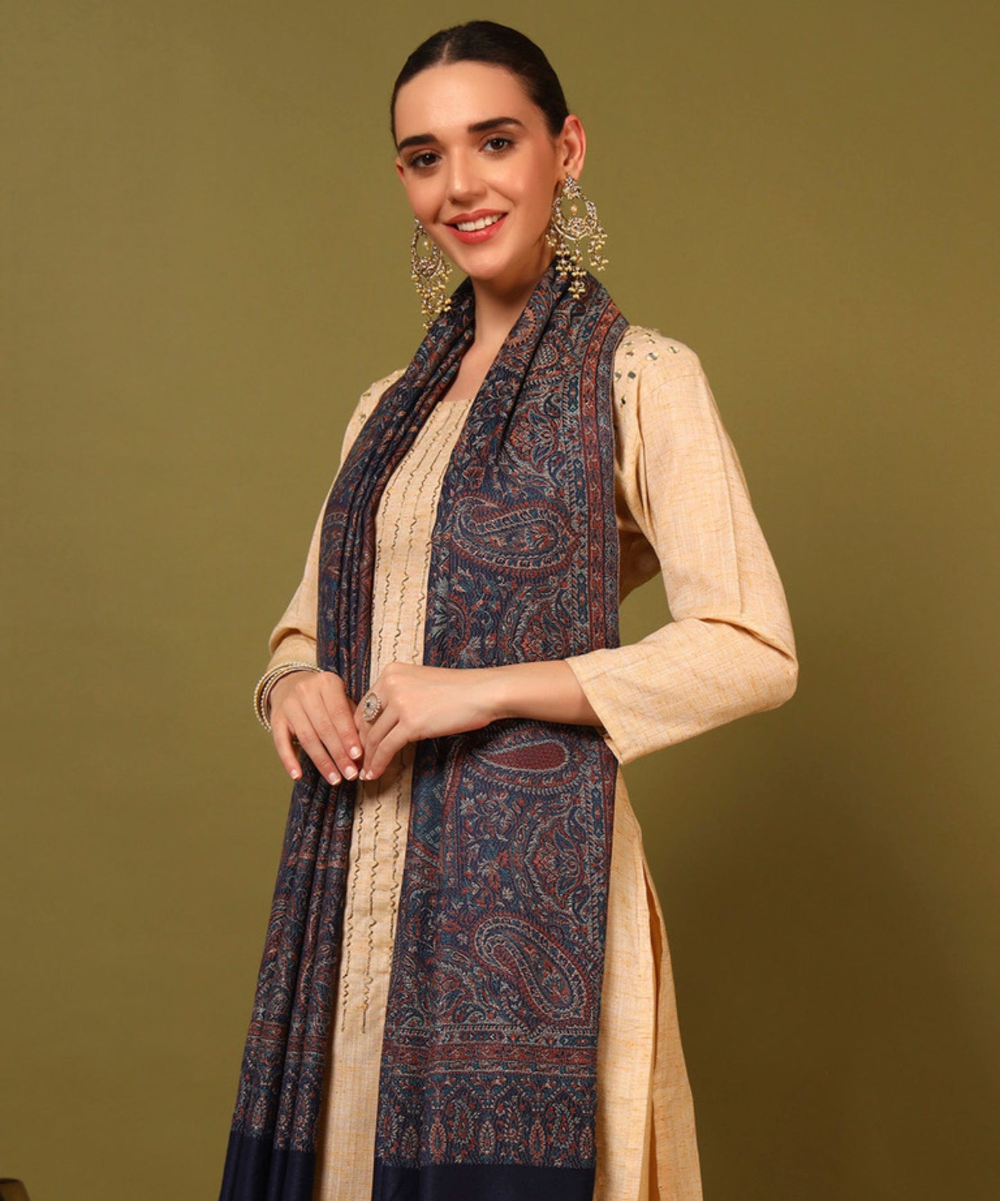 Kanidar- Women's Super Fine, Jacquard Faux Pashmina