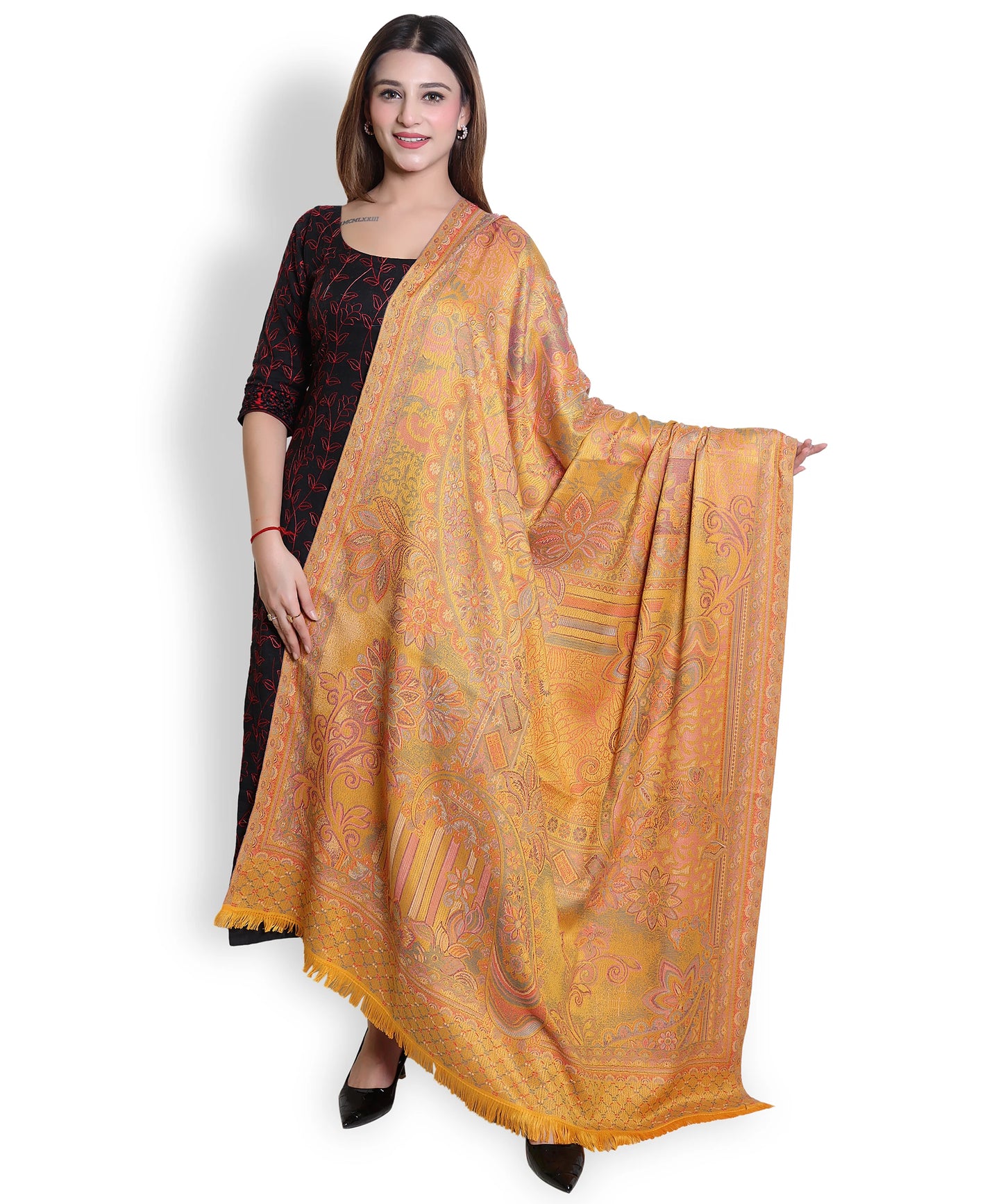 Kanidar - Women's Super Fine , Jacquard Faux Pashmina  (Size: 100*200 cm)