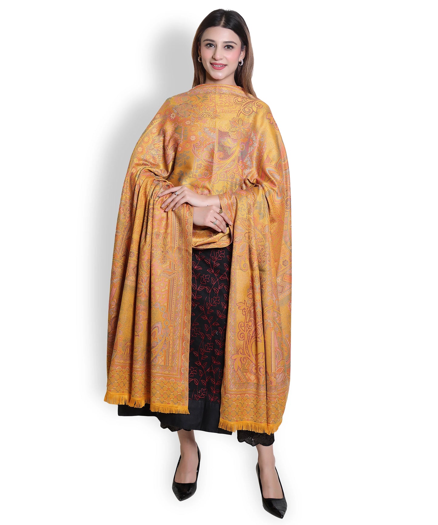 Kanidar - Women's Super Fine , Jacquard Faux Pashmina  (Size: 100*200 cm)