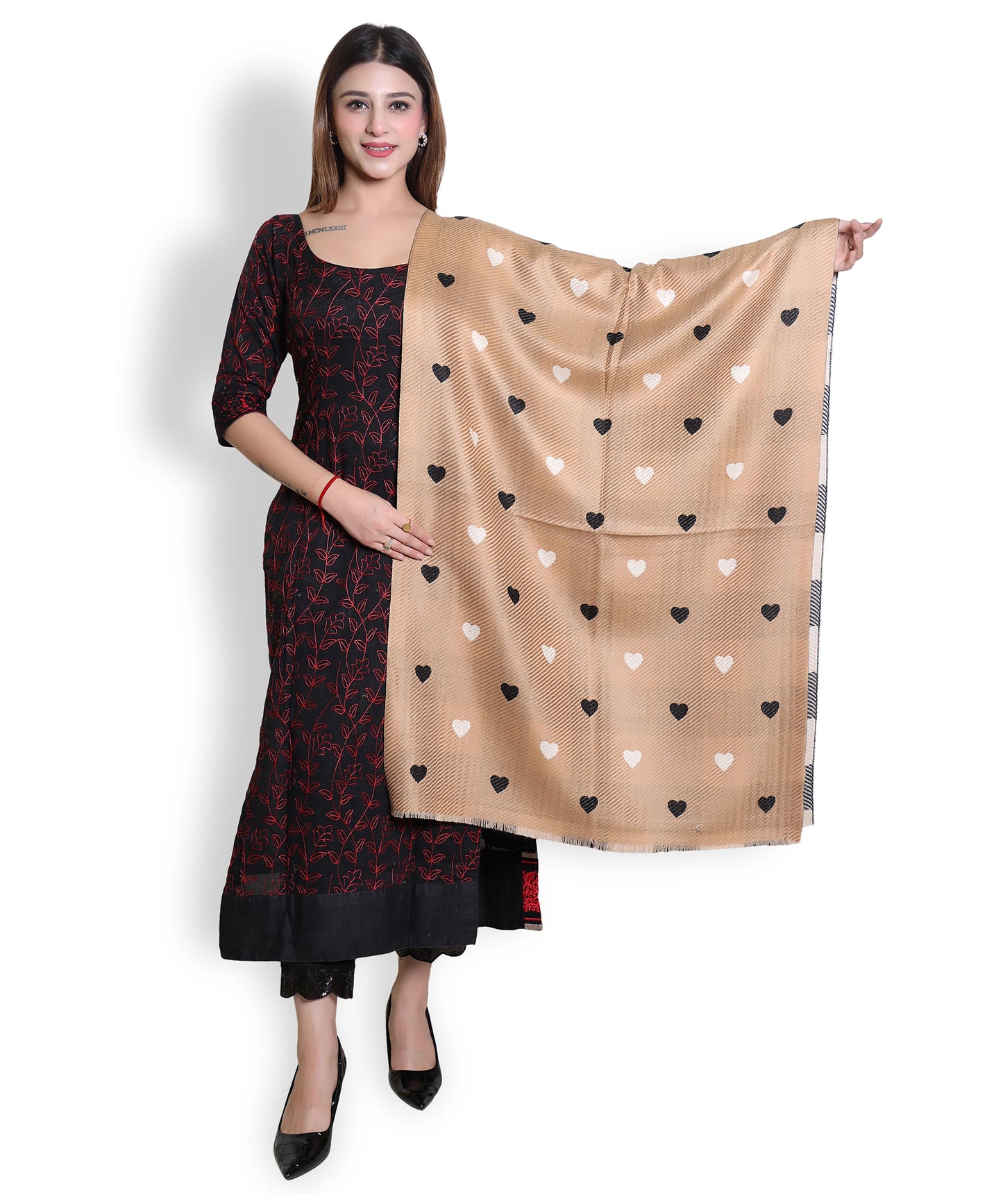 Kanidar - Girl's Super Soft Reversible Love Symbol Stole |Wrap  (Size: 68*190 cm)