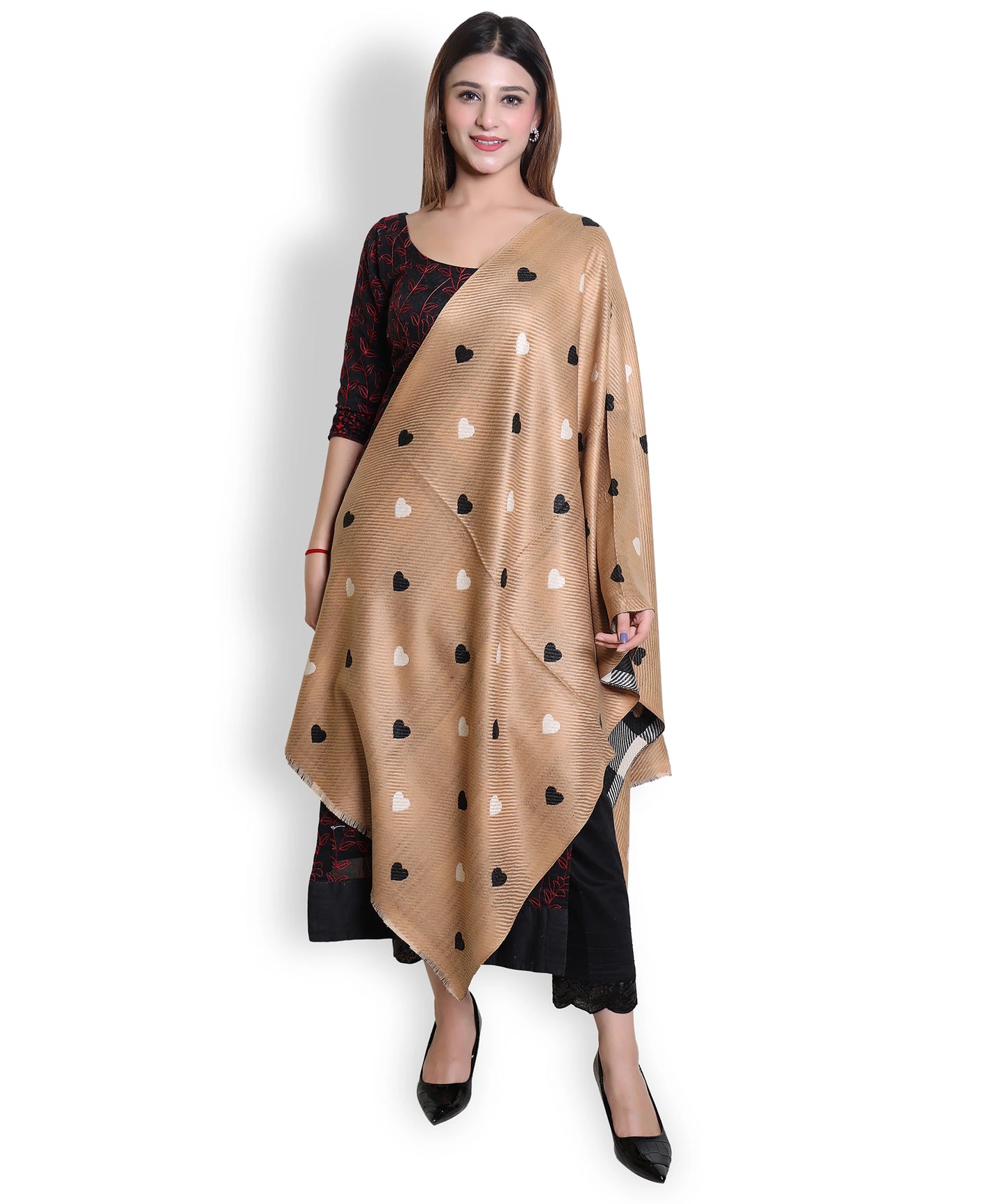 Kanidar - Girl's Super Soft Reversible Love Symbol Stole |Wrap  (Size: 68*190 cm)